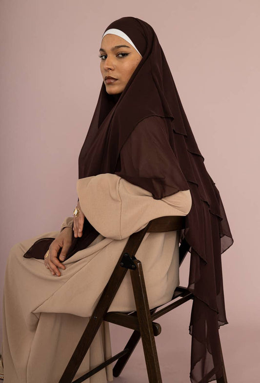 Three Layer Tie back Chiffon Khimar