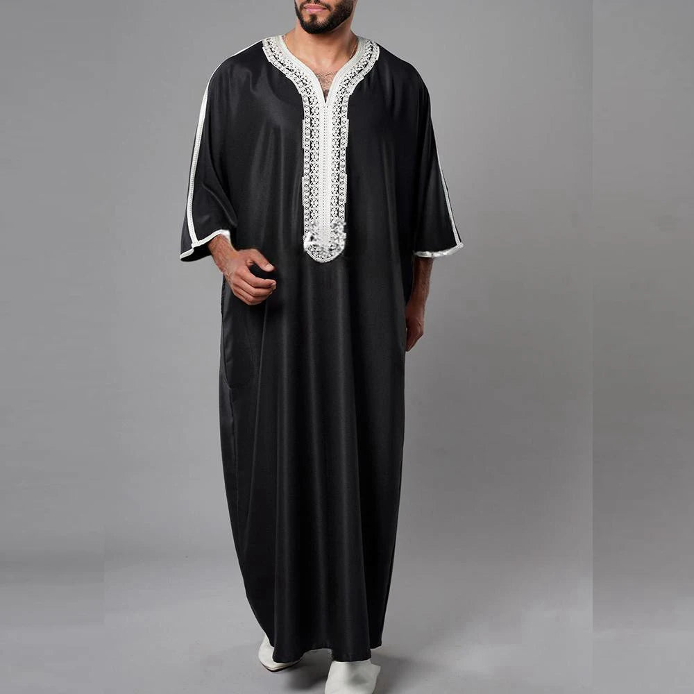 White and Black Premium Moroccan Thobe